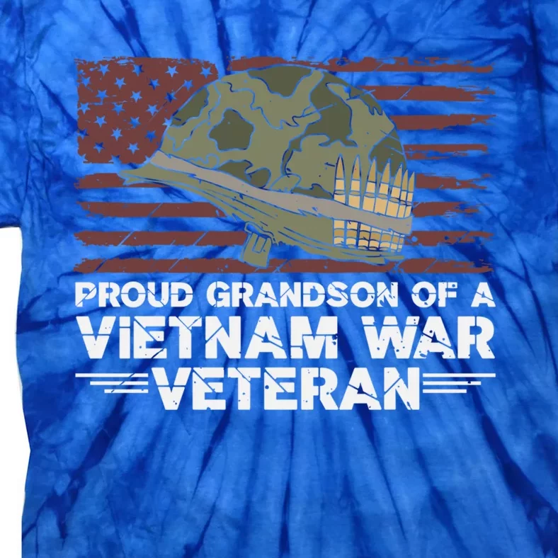 Proud Grandson Of A Vietnam War Veteran Usa Flag Gift Tie-Dye T-Shirt