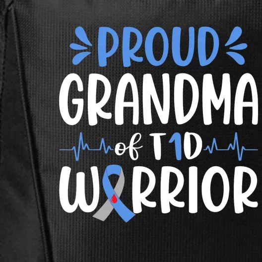 Proud Grandma Of T1D Warrior Diabetes Awareness Blue Ribbon City Backpack