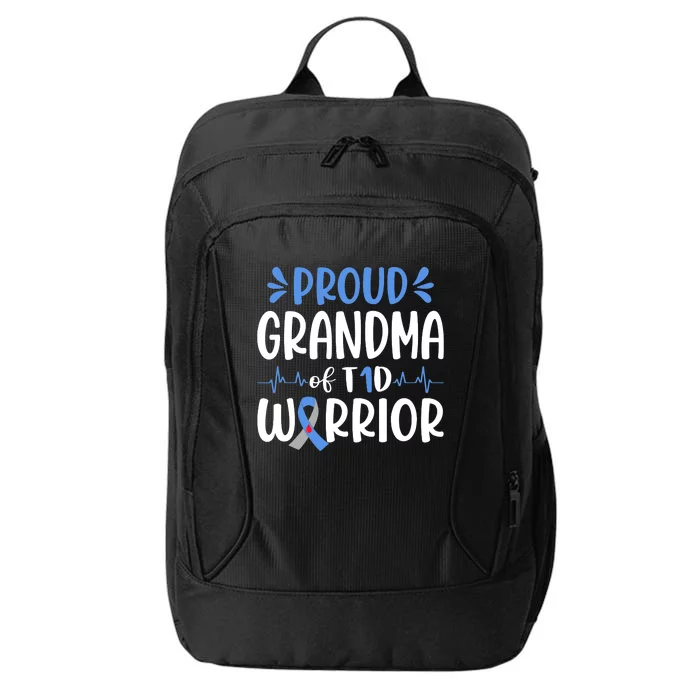 Proud Grandma Of T1D Warrior Diabetes Awareness Blue Ribbon City Backpack