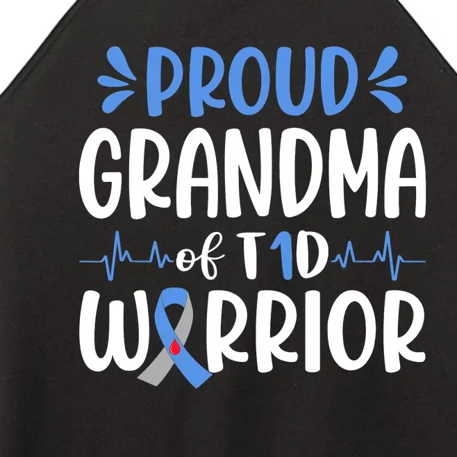 Proud Grandma Of T1D Warrior Diabetes Awareness Blue Ribbon Women’s Perfect Tri Rocker Tank