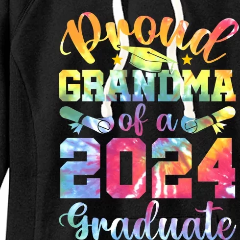 Proud Grandma of a 2024 Graduate Tie Dye School Senior 24 Women's Fleece Hoodie