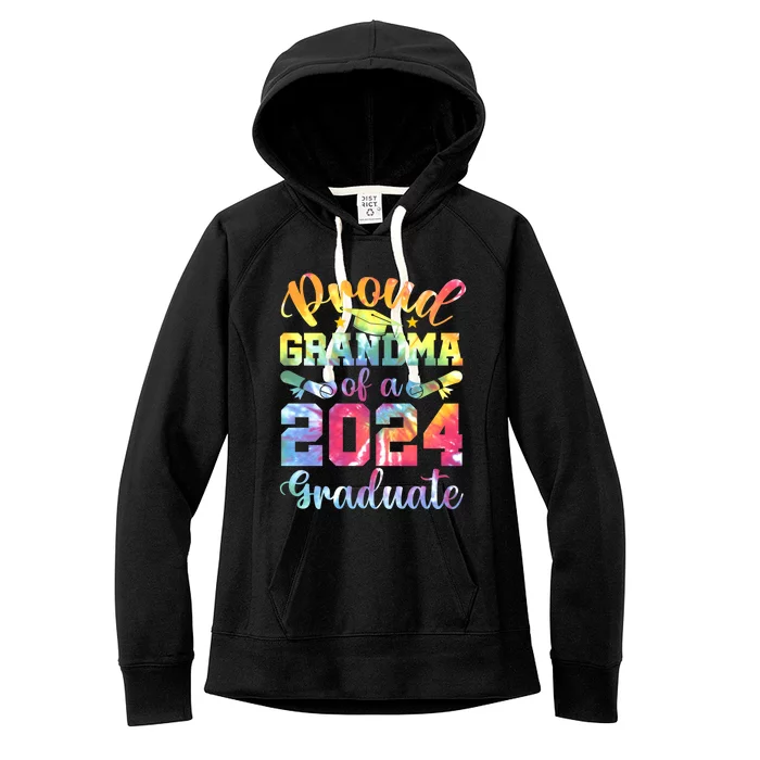 Proud Grandma of a 2024 Graduate Tie Dye School Senior 24 Women's Fleece Hoodie