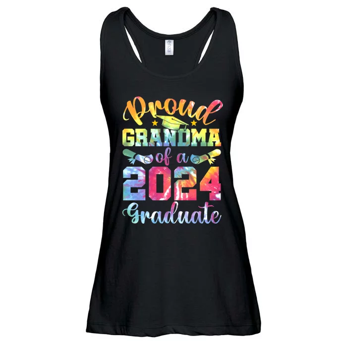 Proud Grandma of a 2024 Graduate Tie Dye School Senior 24 Ladies Essential Flowy Tank