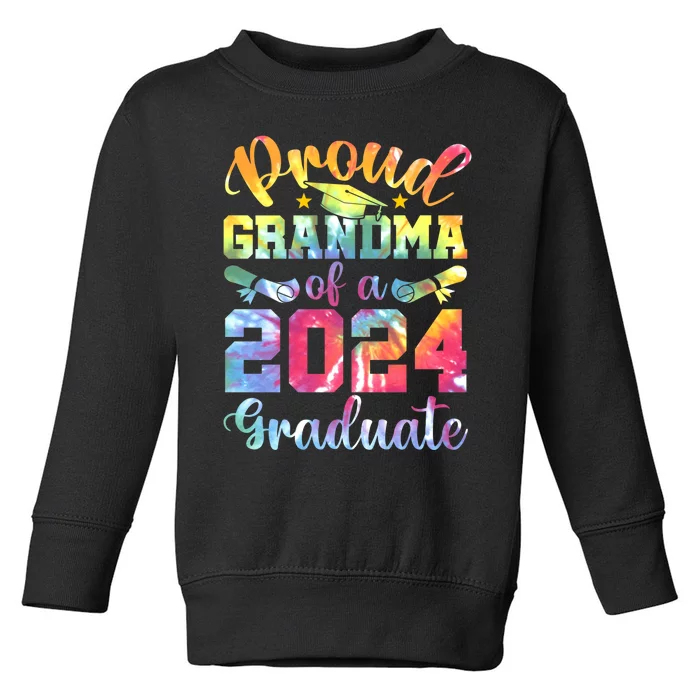 Proud Grandma of a 2024 Graduate Tie Dye School Senior 24 Toddler Sweatshirt