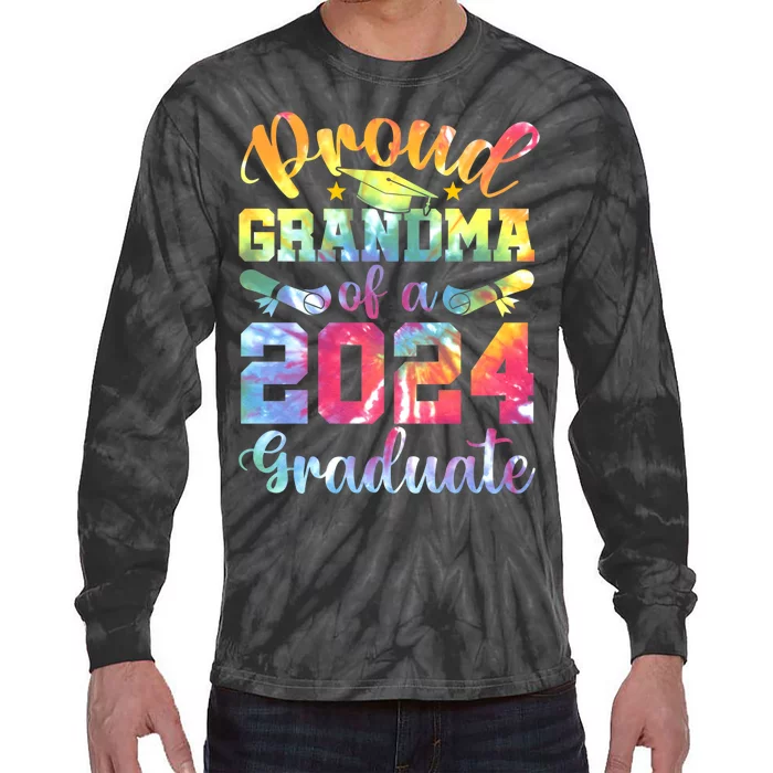 Proud Grandma of a 2024 Graduate Tie Dye School Senior 24 Tie-Dye Long Sleeve Shirt