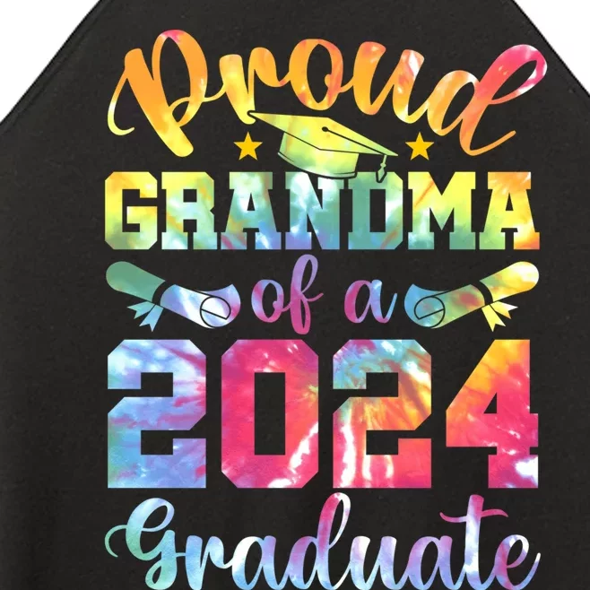 Proud Grandma of a 2024 Graduate Tie Dye School Senior 24 Women’s Perfect Tri Rocker Tank