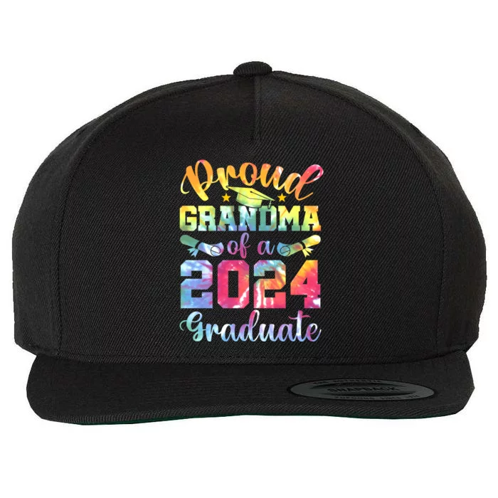 Proud Grandma of a 2024 Graduate Tie Dye School Senior 24 Wool Snapback Cap