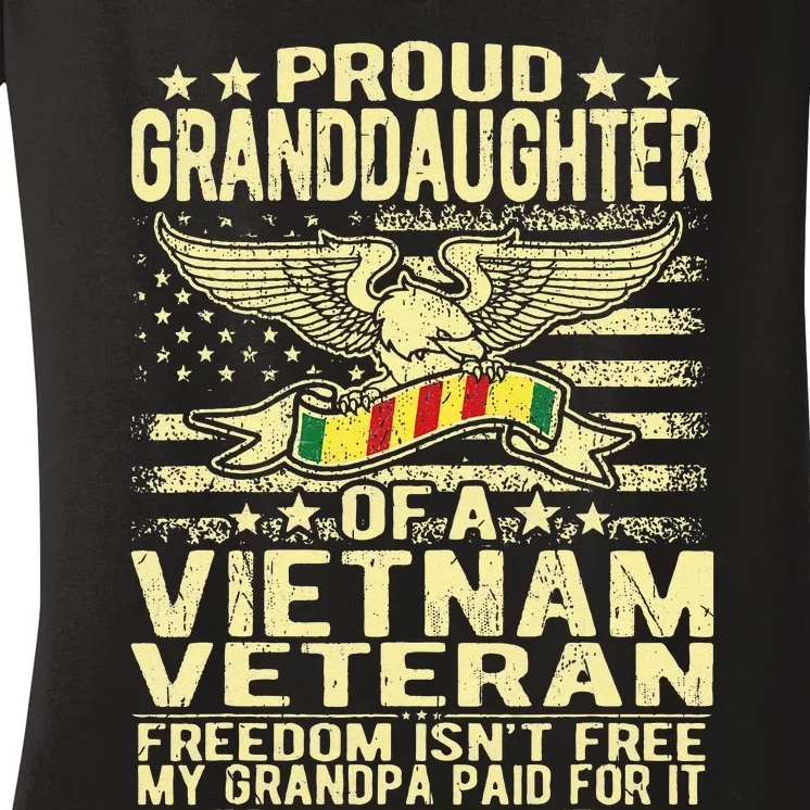 Proud Granddaughter Of Vietnam Veteran Freedom Isnt Free Women's V-Neck T-Shirt