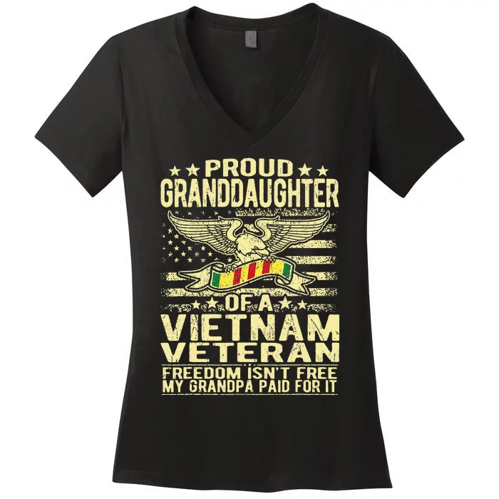 Proud Granddaughter Of Vietnam Veteran Freedom Isnt Free Women's V-Neck T-Shirt