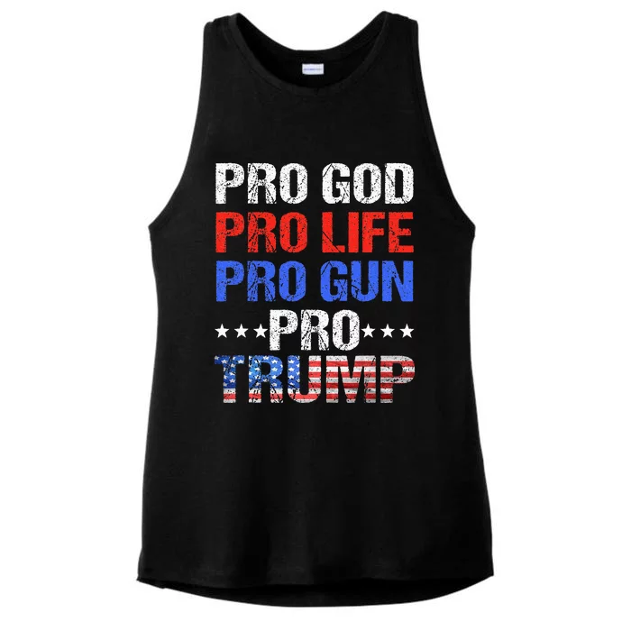 Pro God Pro Life Pro Gun Pro Trump Patriotic Trumps Fans Ladies Tri-Blend Wicking Tank