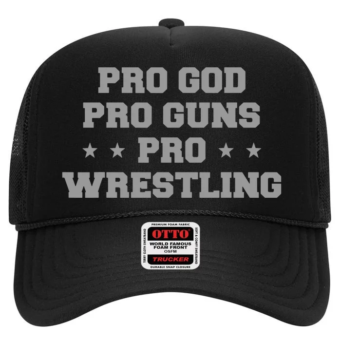 Pro God Pro Guns Pro Wrestling High Crown Mesh Trucker Hat