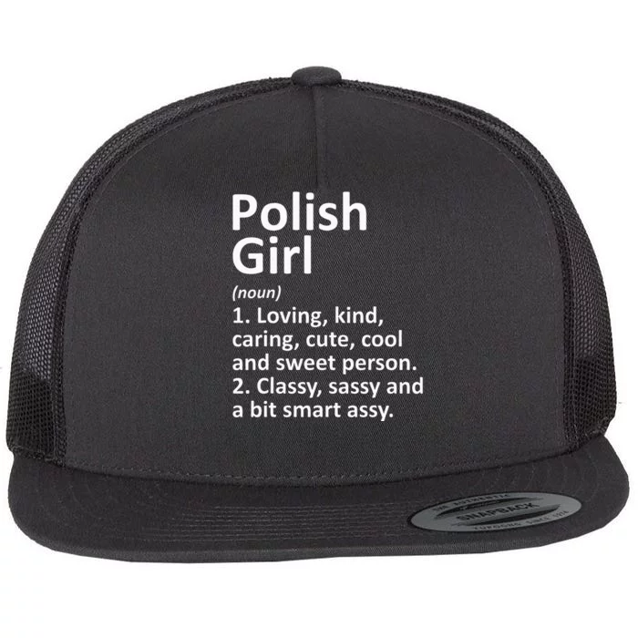 POLISH GIRL POLAND Gift Funny Country Home Roots Descent Flat Bill Trucker Hat