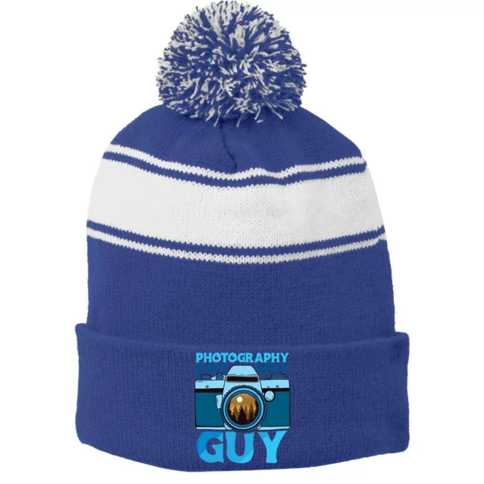 Photography Guy Photographer Gift Stripe Pom Pom Beanie