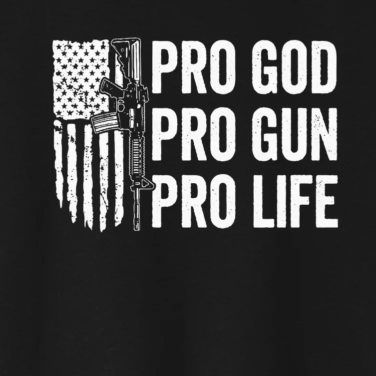 Pro God Pro Gun Pro Life USA Christian Guns Owner Flag Women's Crop Top Tee