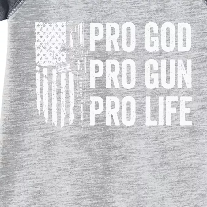 Pro God Pro Gun Pro Life USA Christian Guns Owner Flag Infant Baby Jersey Bodysuit