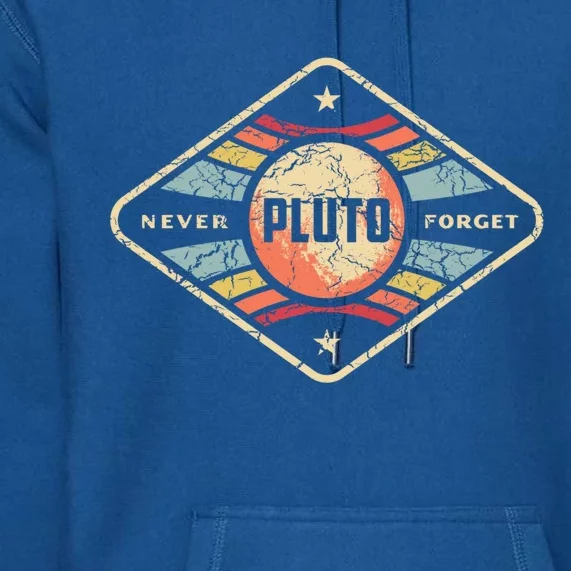 Pluto Gift Pluto Never Forgegreat Gift Funny Retro Science Cool Gift Premium Hoodie