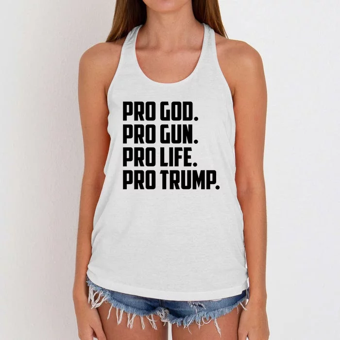 Pro God Pro Gun Pro Life Pro Trump Women's Knotted Racerback Tank