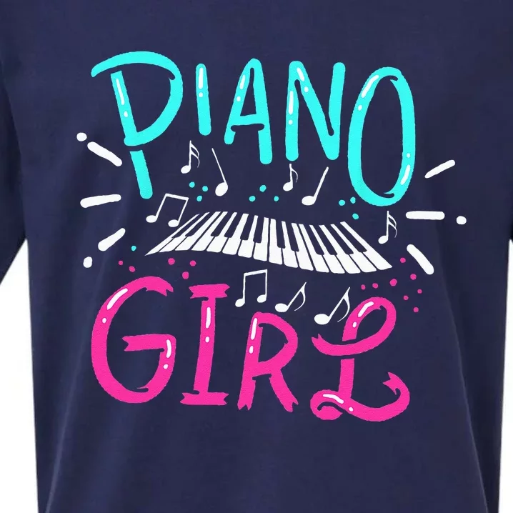 Piano Girl Pianist Music Notes Gift Sueded Cloud Jersey T-Shirt