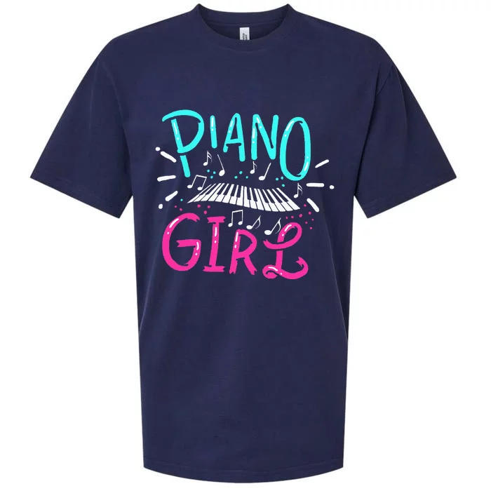 Piano Girl Pianist Music Notes Gift Sueded Cloud Jersey T-Shirt