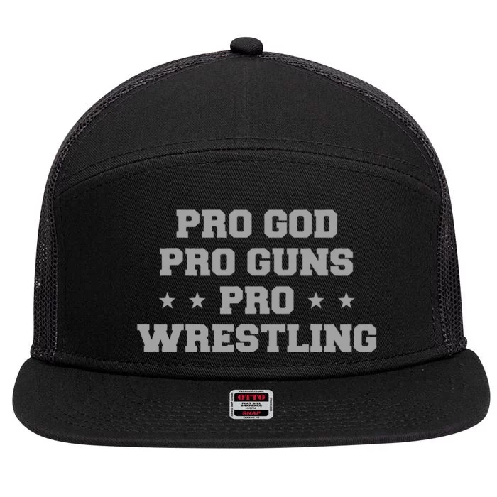 Pro God Pro Guns Pro Wrestling 7 Panel Mesh Trucker Snapback Hat