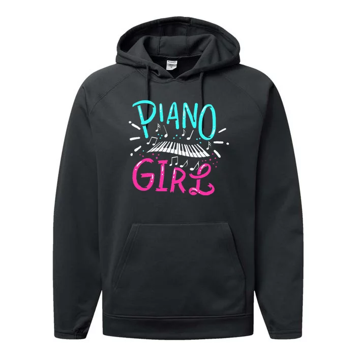 Piano Girl Pianist Music Notes Gift Performance Fleece Hoodie