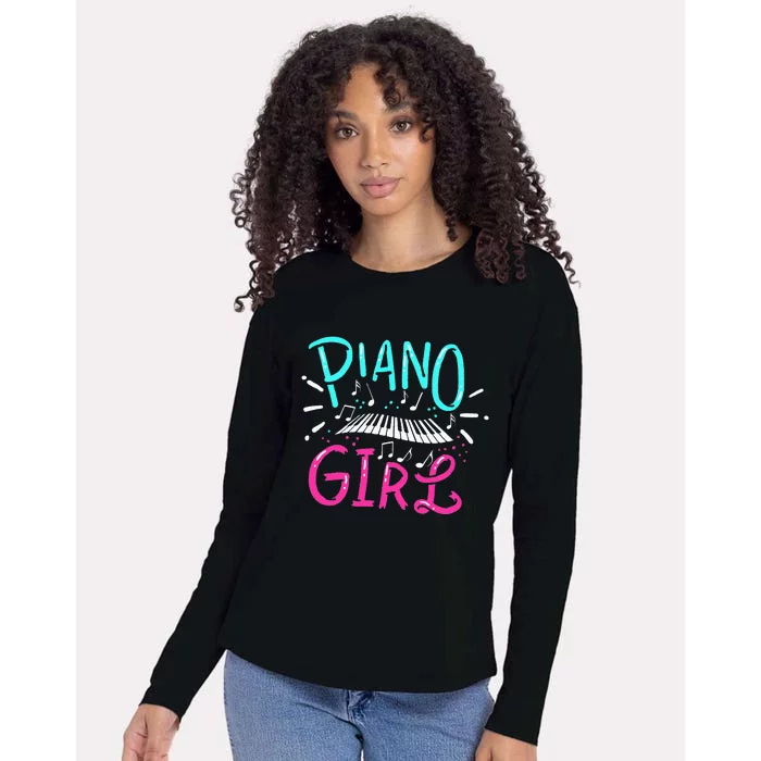 Piano Girl Pianist Music Notes Gift Womens Cotton Relaxed Long Sleeve T-Shirt