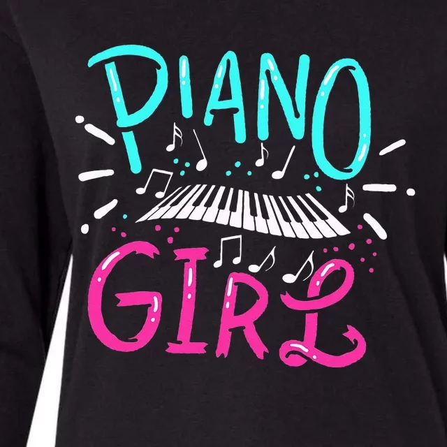 Piano Girl Pianist Music Notes Gift Womens Cotton Relaxed Long Sleeve T-Shirt