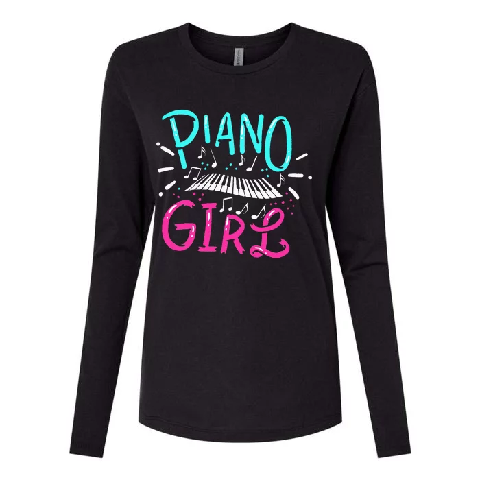 Piano Girl Pianist Music Notes Gift Womens Cotton Relaxed Long Sleeve T-Shirt