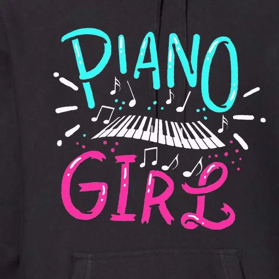 Piano Girl Pianist Music Notes Gift Premium Hoodie