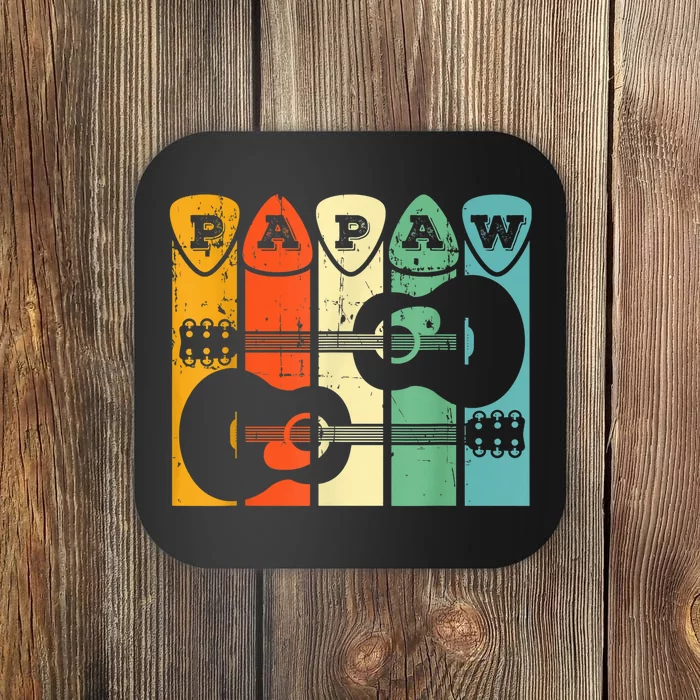 Papaw Guitar Pick Gift Guitar Player Grandpa Retro Guitarist Coaster