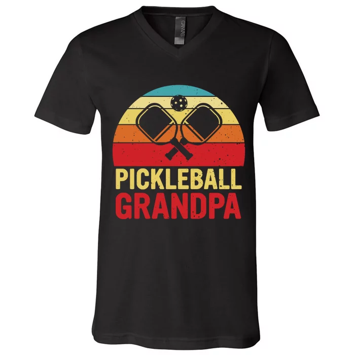 Pickleball Grandpa V-Neck T-Shirt