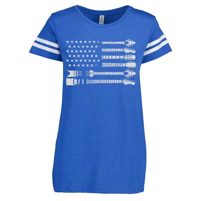 Patriotic Guitar Player Gift American Flag Guitarist Vintage Enza Ladies Jersey Football T-Shirt