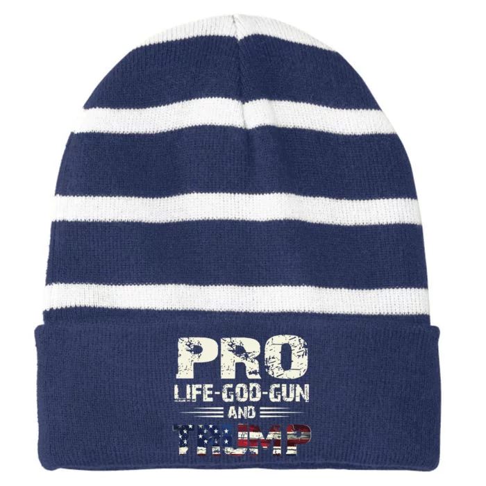 Pro God Pro Gun Pro Life Pro Trump Striped Beanie with Solid Band