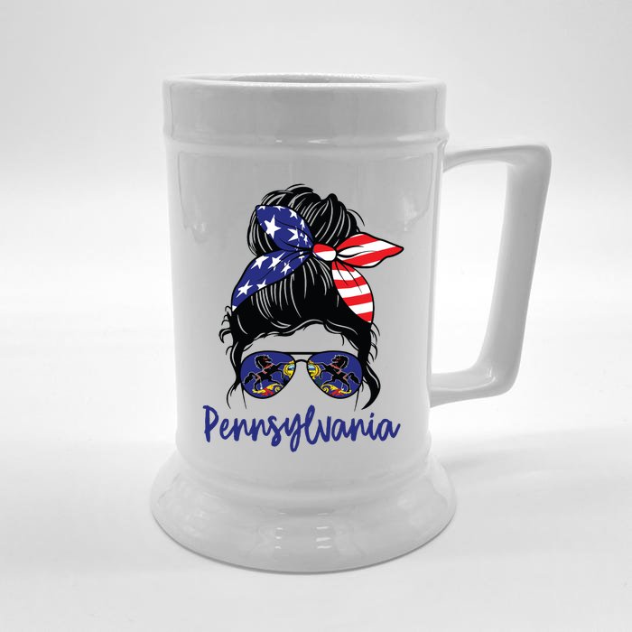 Pennsylvania Girl Pennsylvania Flag State Girlfriend Messy Front & Back Beer Stein