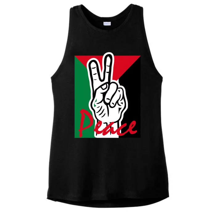 Peace Gaza Palestine Flag Ladies Tri-Blend Wicking Tank