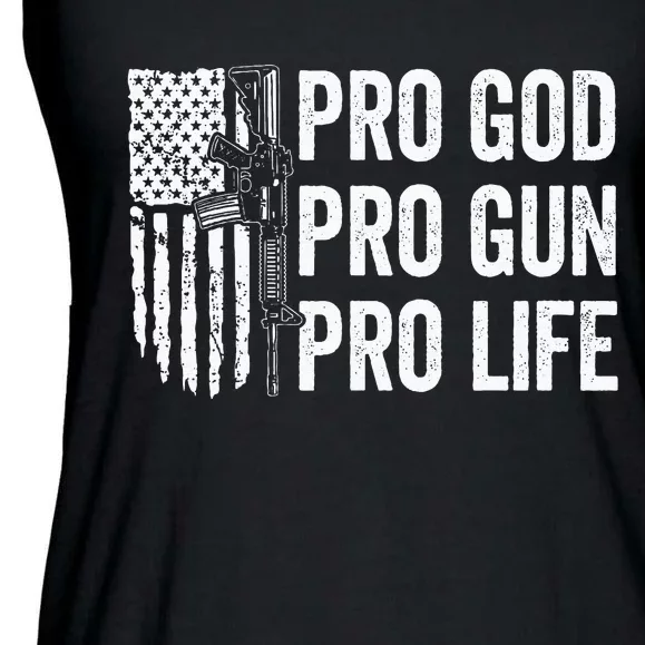 Pro God Pro Gun Pro Life Usa Christian Guns Owner Flag Ladies Essential Flowy Tank