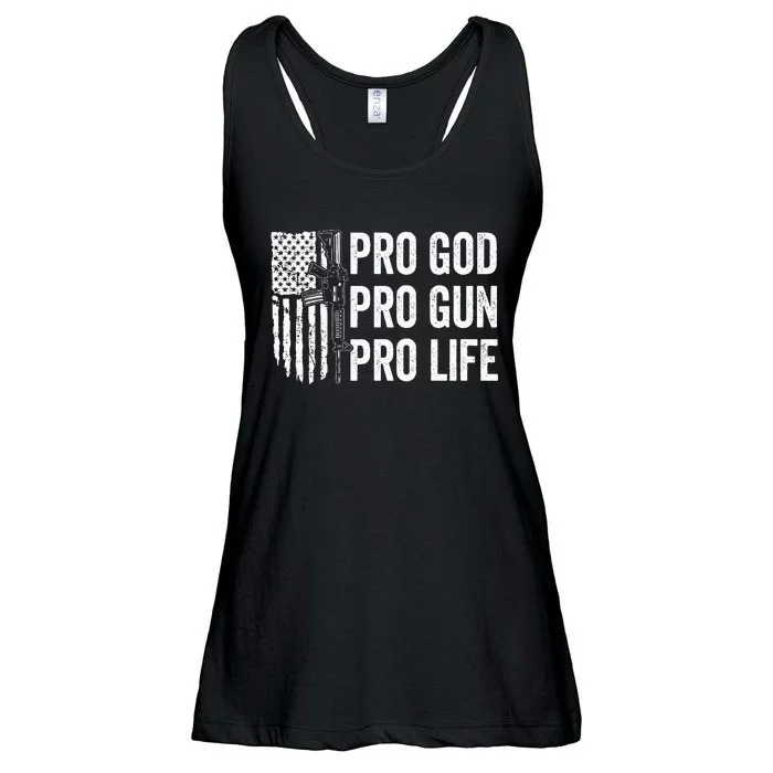 Pro God Pro Gun Pro Life Usa Christian Guns Owner Flag Ladies Essential Flowy Tank