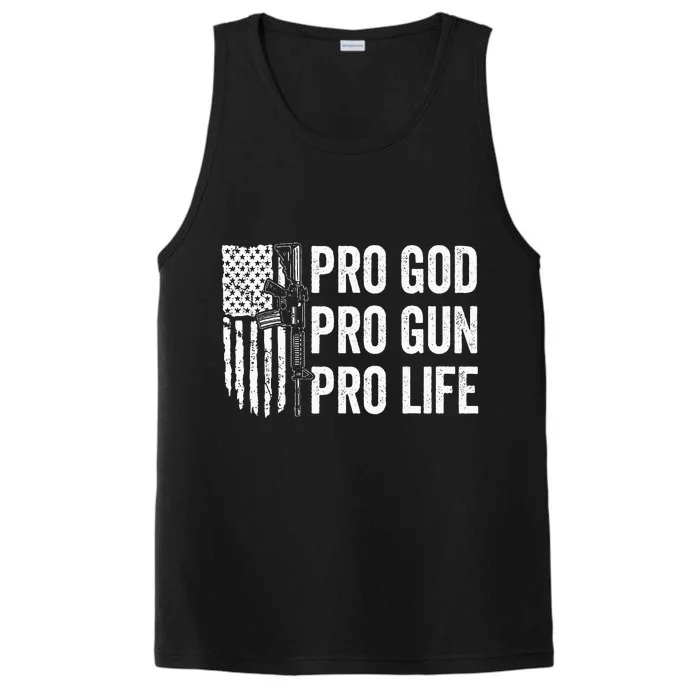 Pro God Pro Gun Pro Life Usa Christian Guns Owner Flag Performance Tank