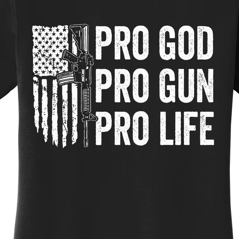 Pro God Pro Gun Pro Life Usa Christian Guns Owner Flag Women's T-Shirt