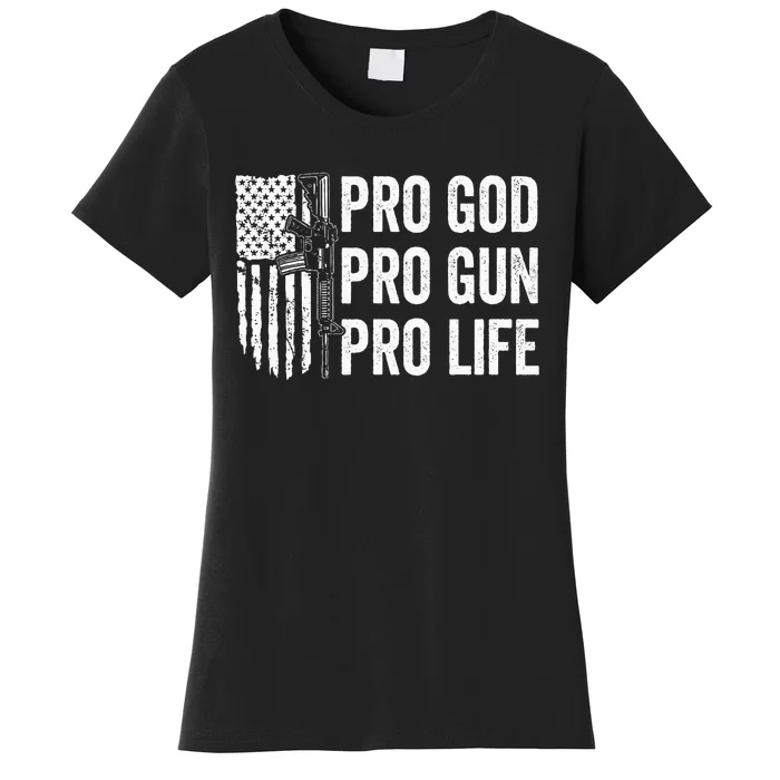 Pro God Pro Gun Pro Life Usa Christian Guns Owner Flag Women's T-Shirt