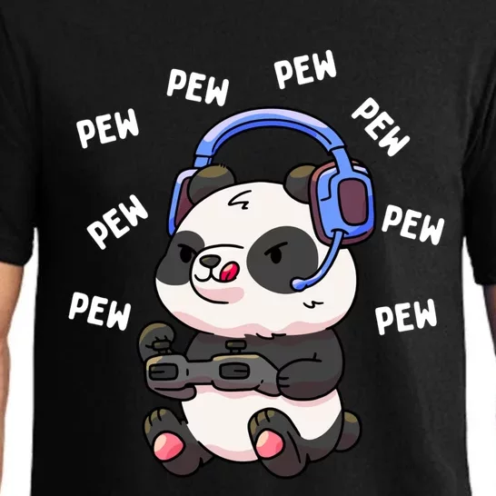 Pew Gamer Panda Pew Pew Gaming Lover Gift Cute Gift Pajama Set