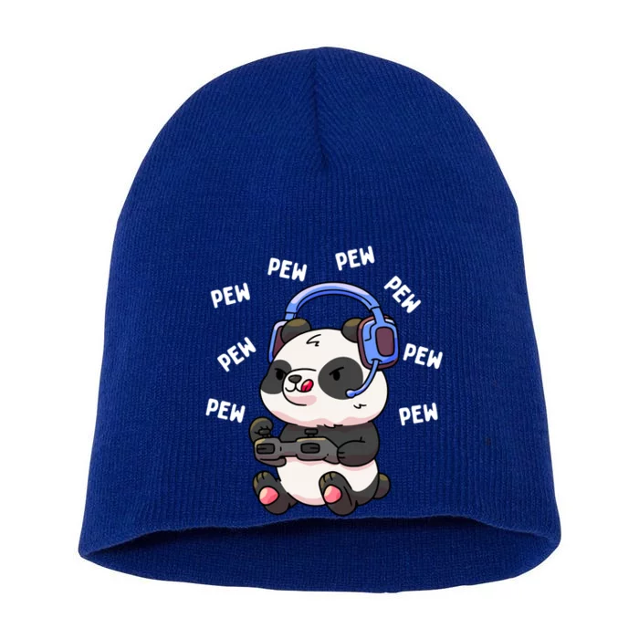 Pew Gamer Panda Pew Pew Gaming Lover Gift Cute Gift Short Acrylic Beanie