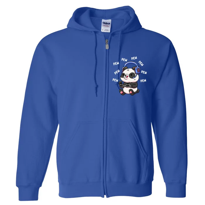 Pew Gamer Panda Pew Pew Gaming Lover Gift Cute Gift Full Zip Hoodie