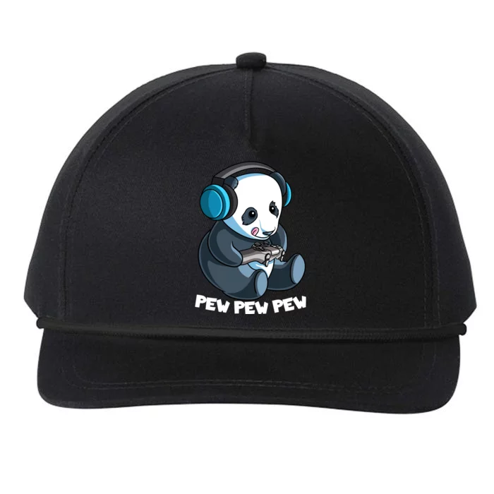 Pew Gamer Panda Pew Pew Gaming Lover Funny Gift Snapback Five-Panel Rope Hat