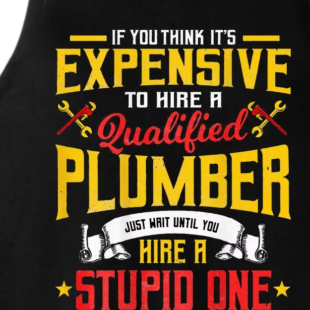 Plumber Gifts Plumbing Piperfitter Design On Back Ladies Tri-Blend Wicking Tank