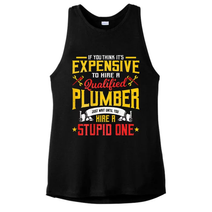 Plumber Gifts Plumbing Piperfitter Design On Back Ladies Tri-Blend Wicking Tank