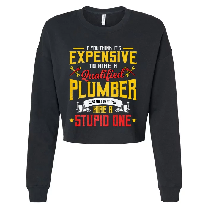 Plumber Gifts Plumbing Piperfitter Design On Back Cropped Pullover Crew