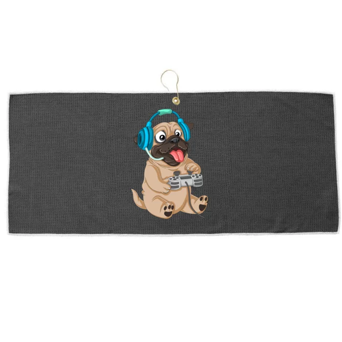 Pug Gamer Large Microfiber Waffle Golf Towel