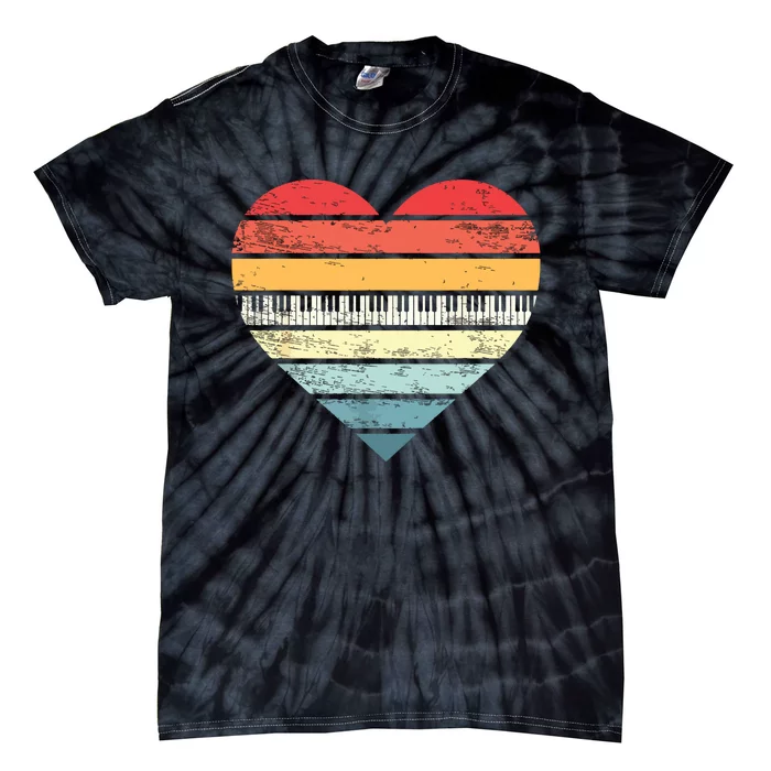 Pianist Gifts Retro Sunset Piano Keyboard Player Teacher Tie-Dye T-Shirt