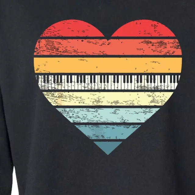 Pianist Gifts Retro Sunset Piano Keyboard Player Teacher Cropped Pullover Crew